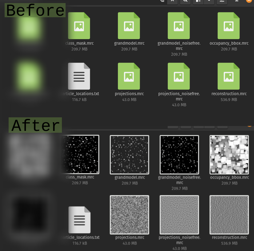 Before and after installing MRC thumbnailer